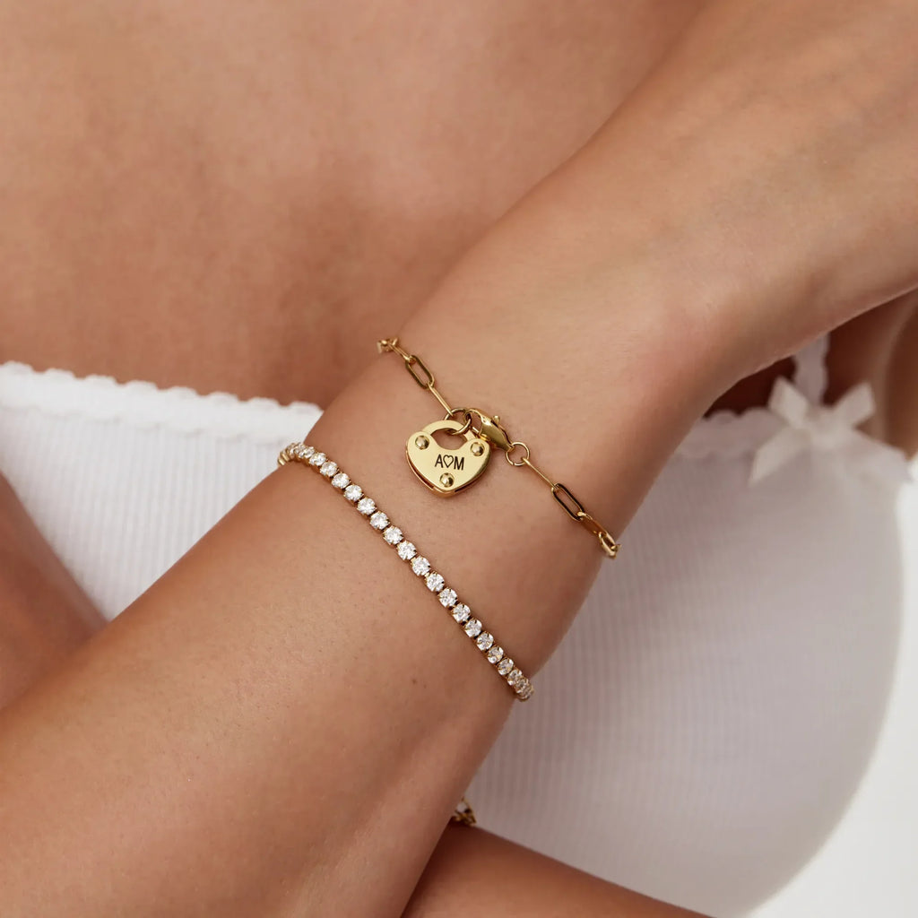 Heart Lock Initial Bracelet