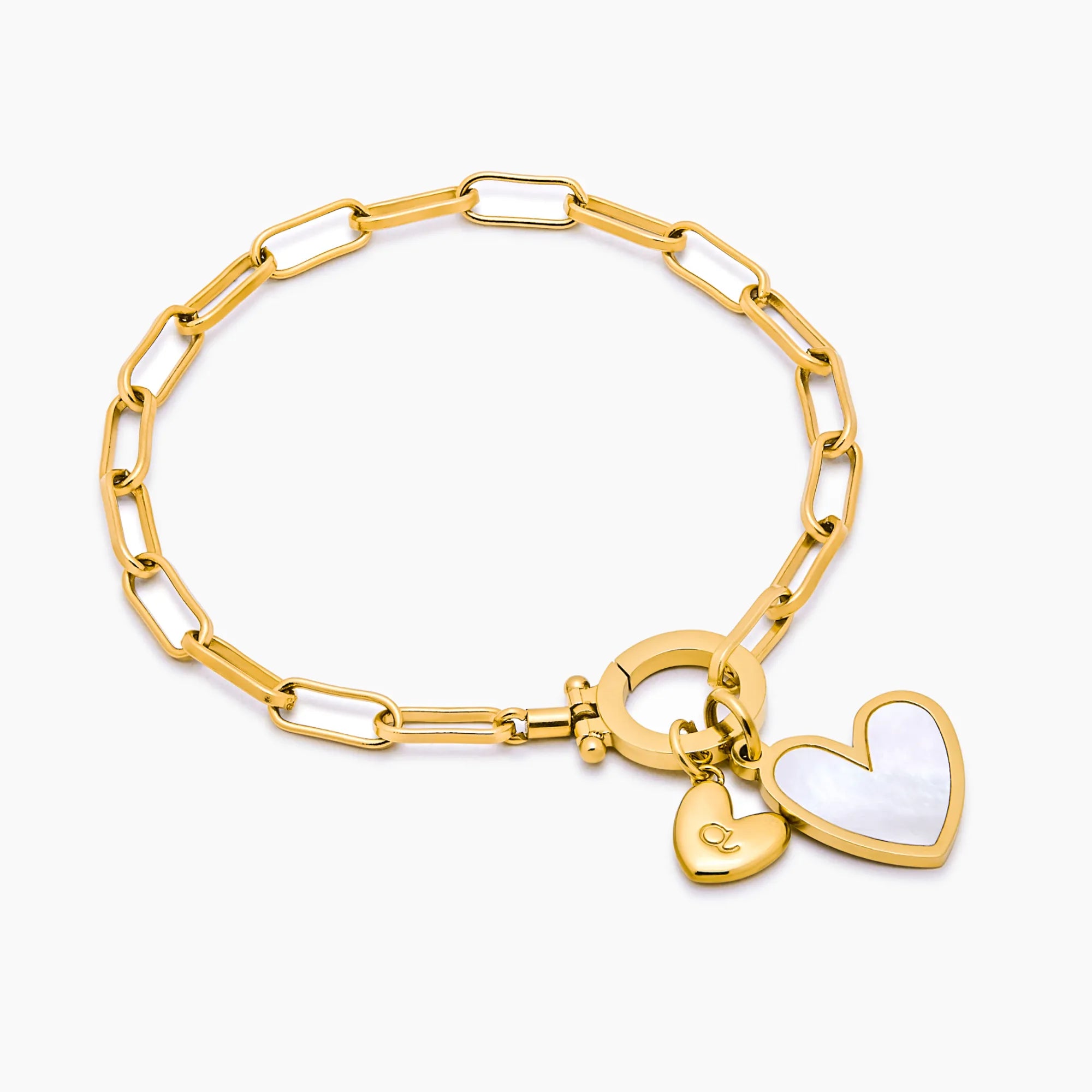 Paperclip Initial Heart Duo Bracelet