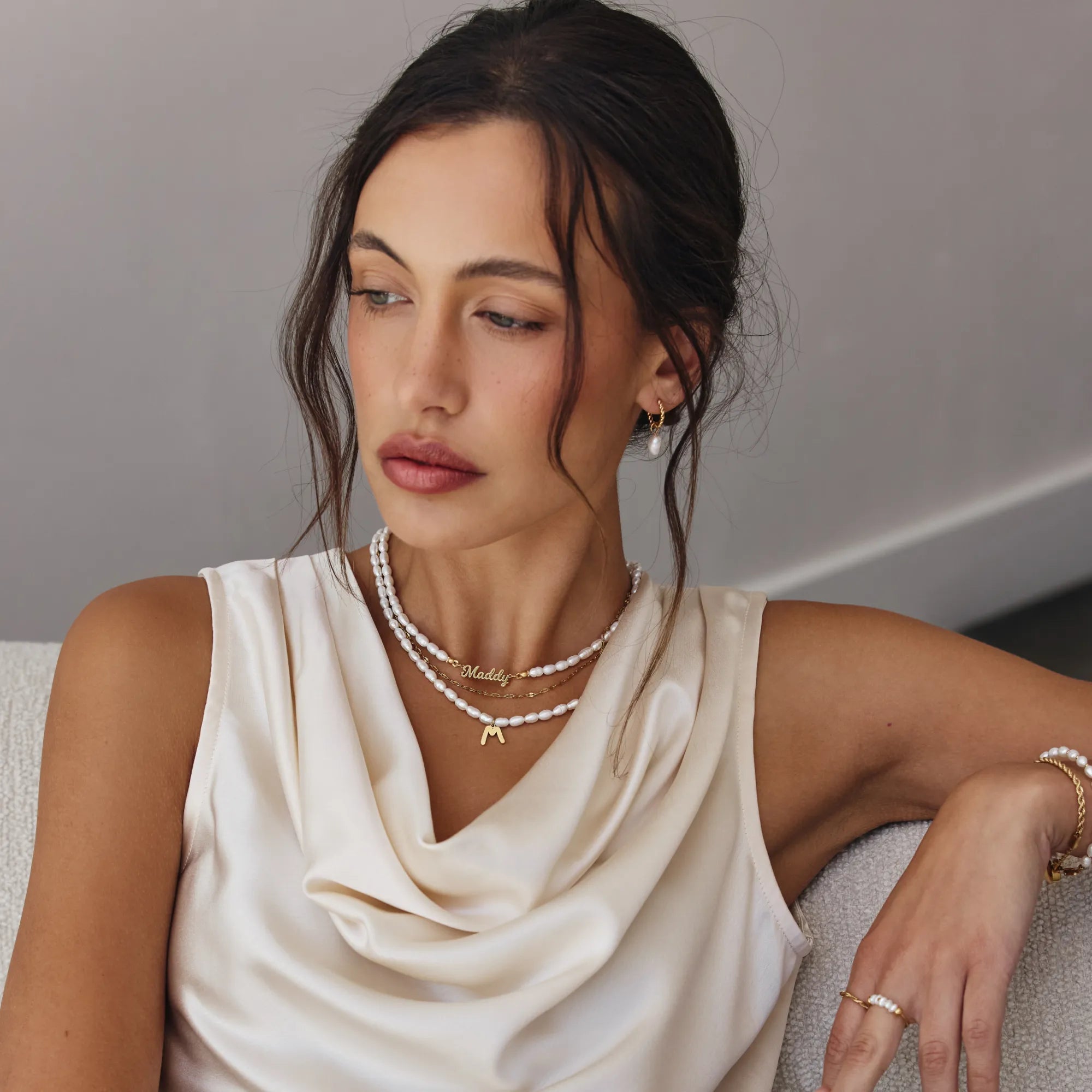 Statement Initial Pearl Necklace