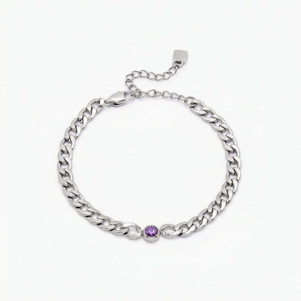 Curb Birthstone Bracelet