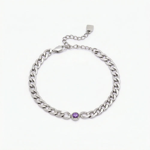 Curb Birthstone Bracelet