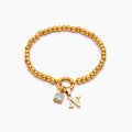 Beaded Initial Birthstone Bracelet