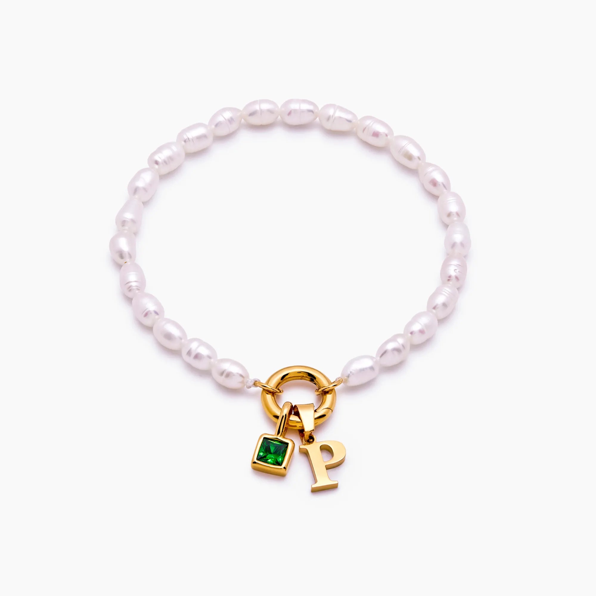 Pearl Initial Birthstone Bracelet