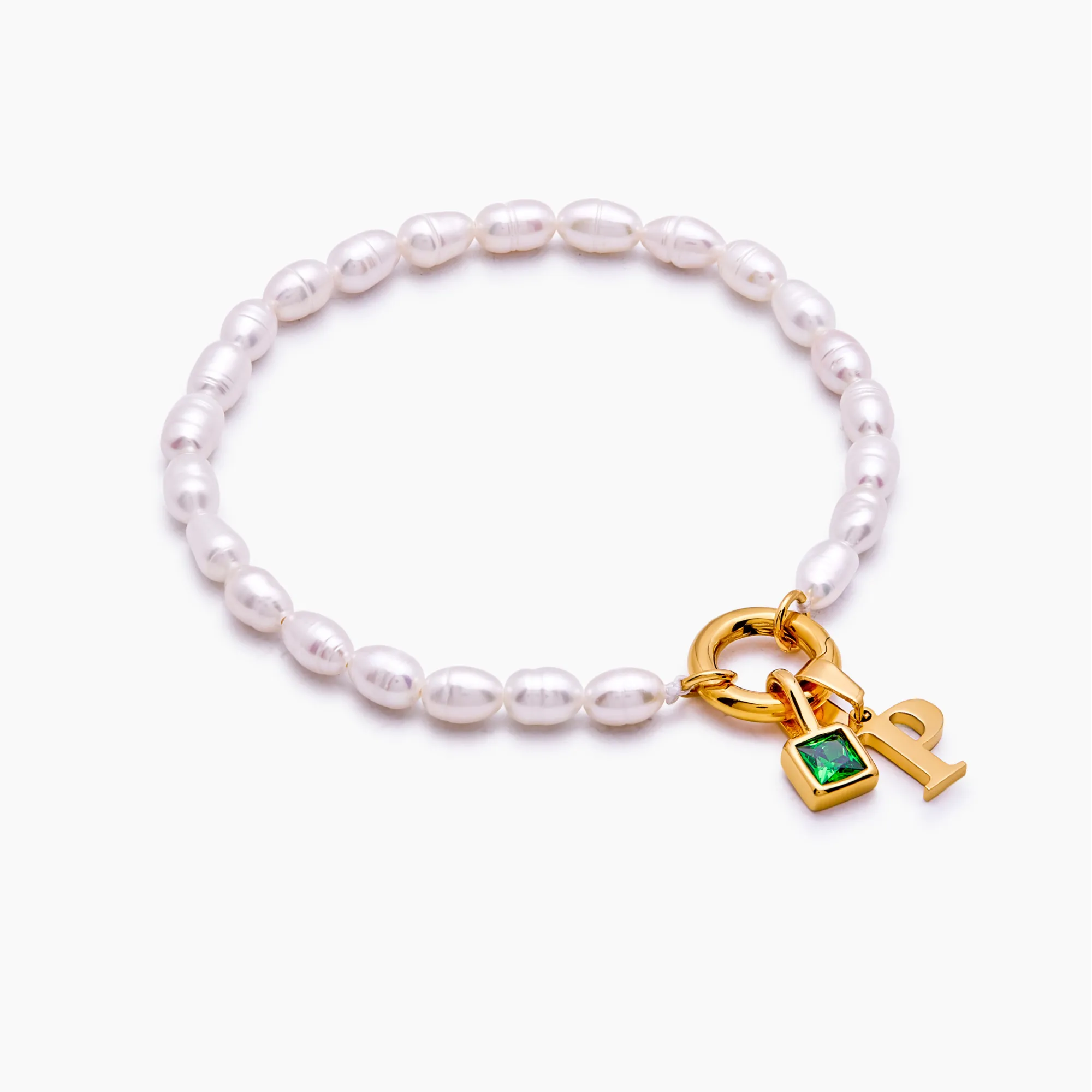 Pearl Initial Birthstone Bracelet