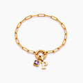 Paperclip Initial Birthstone Bracelet